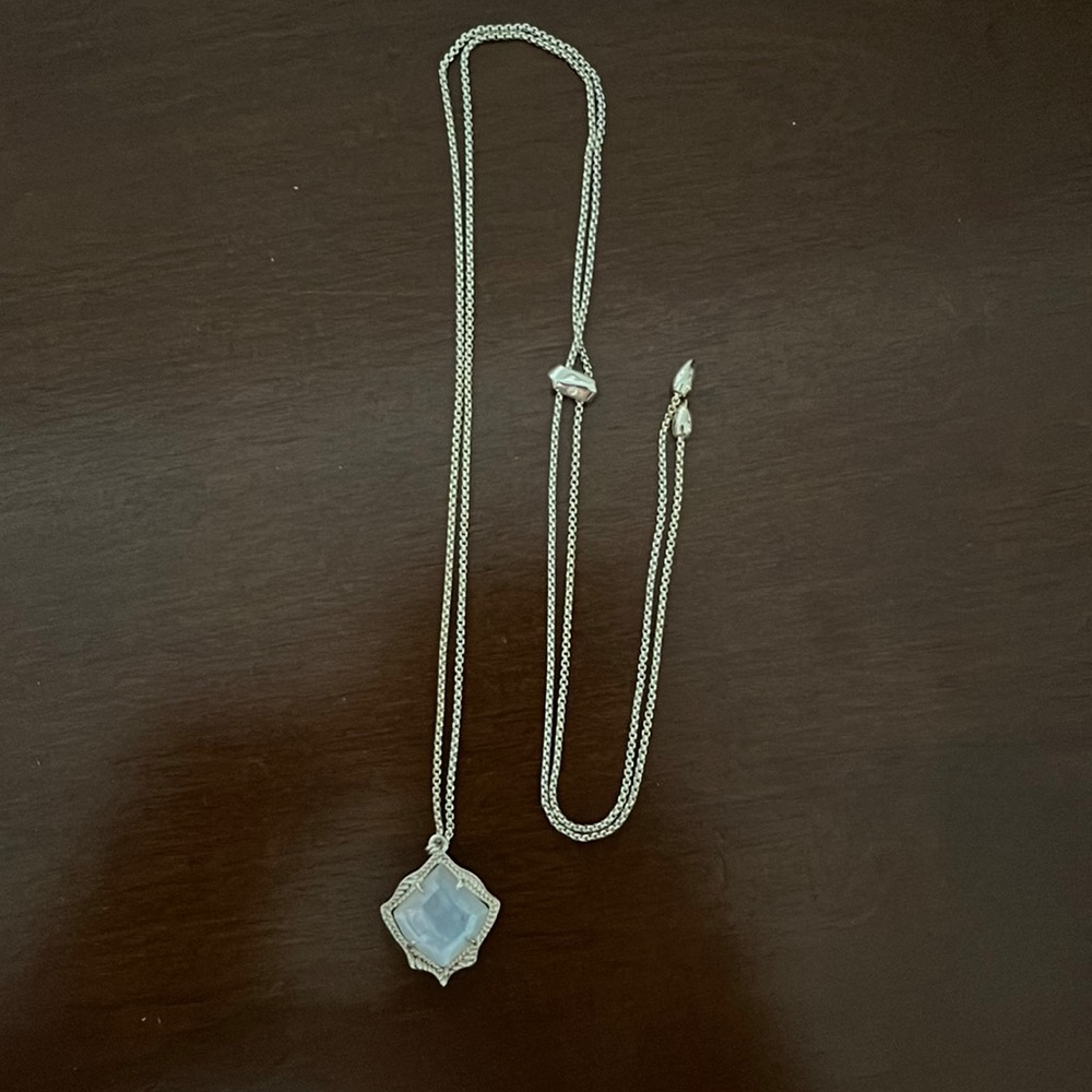 Kendra Scott Adjustable White Gemstone Pendant Necklace